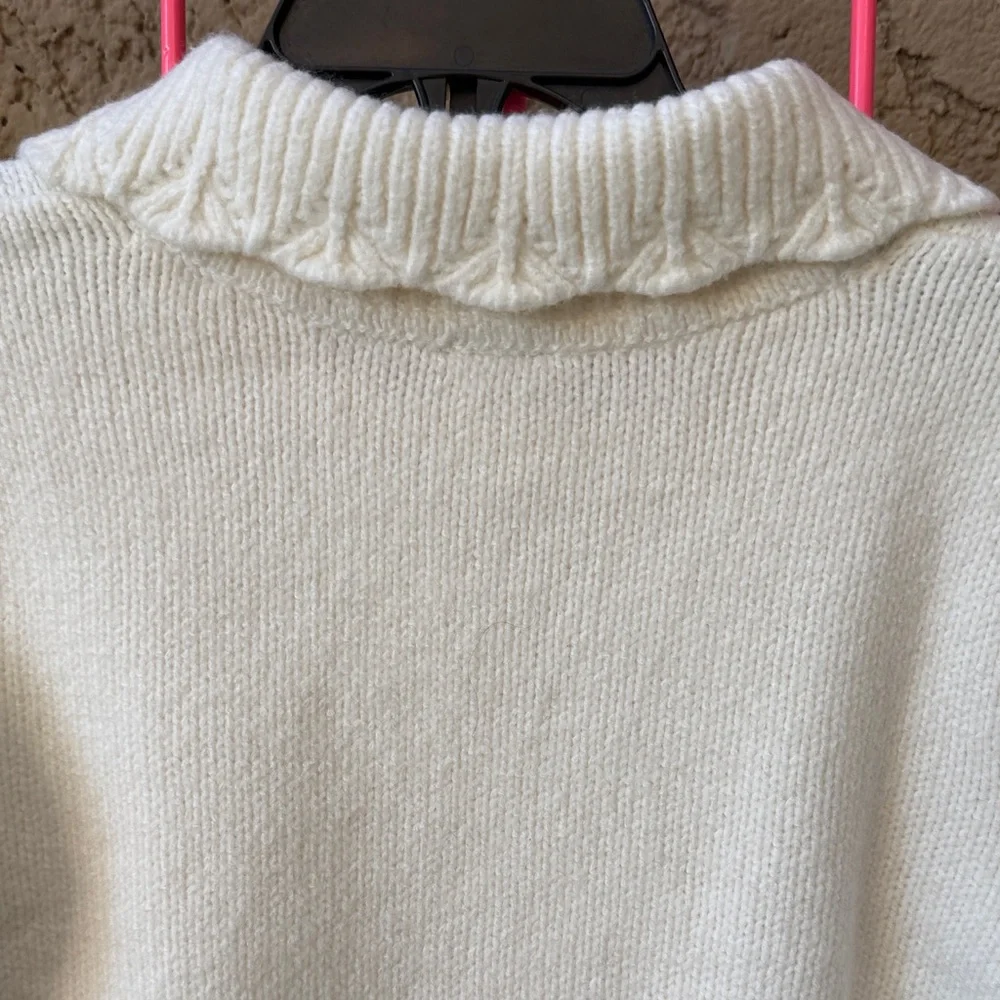 New GAP Ivory Cable Knit Cotton Blend Sweater with Color